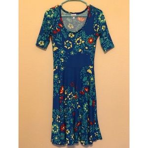 XS LuLaRoe Nicole dress blue floral